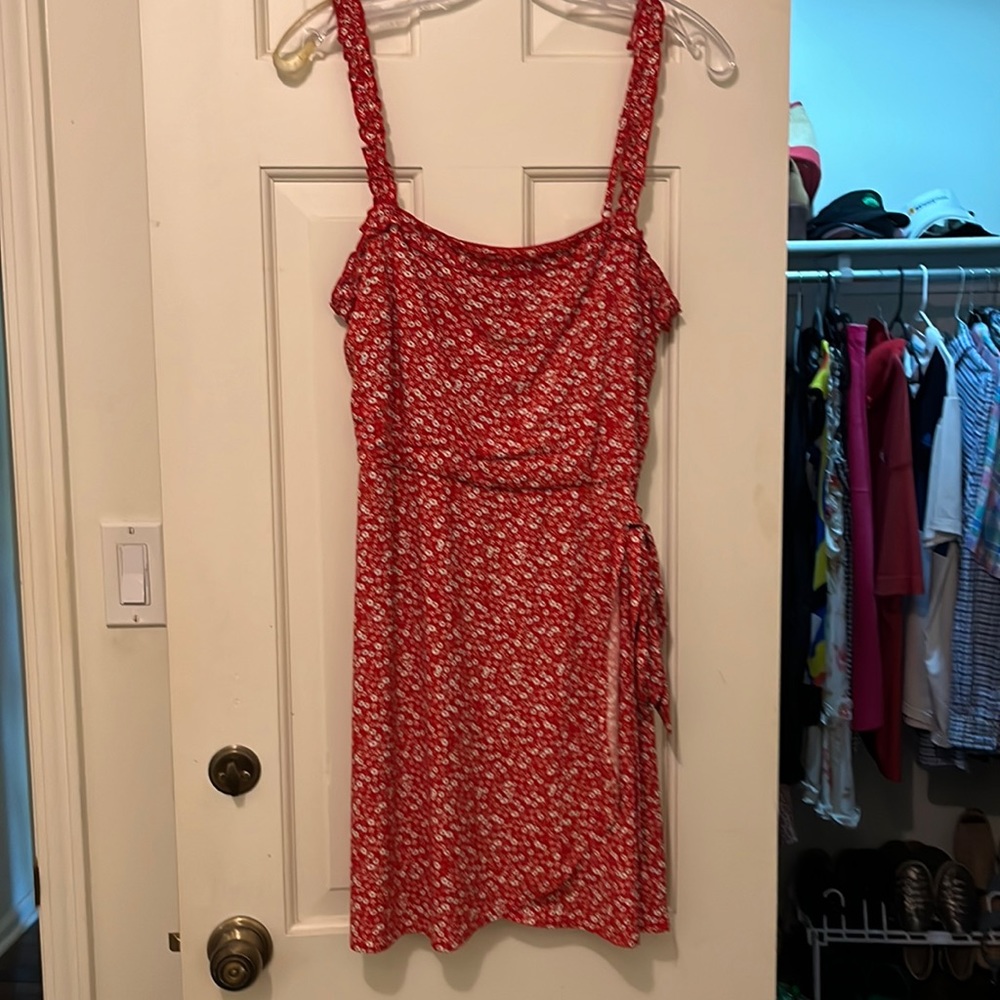 Cute red mini wrap dress
